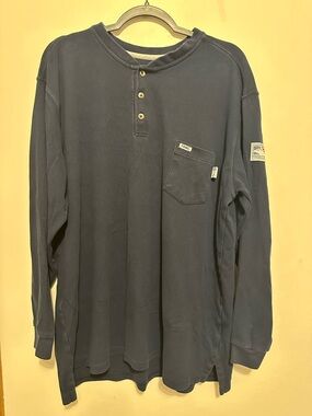 Tyndale FRMC Relaxed Navy Long-Sleeve Henley with Chest Pocket
